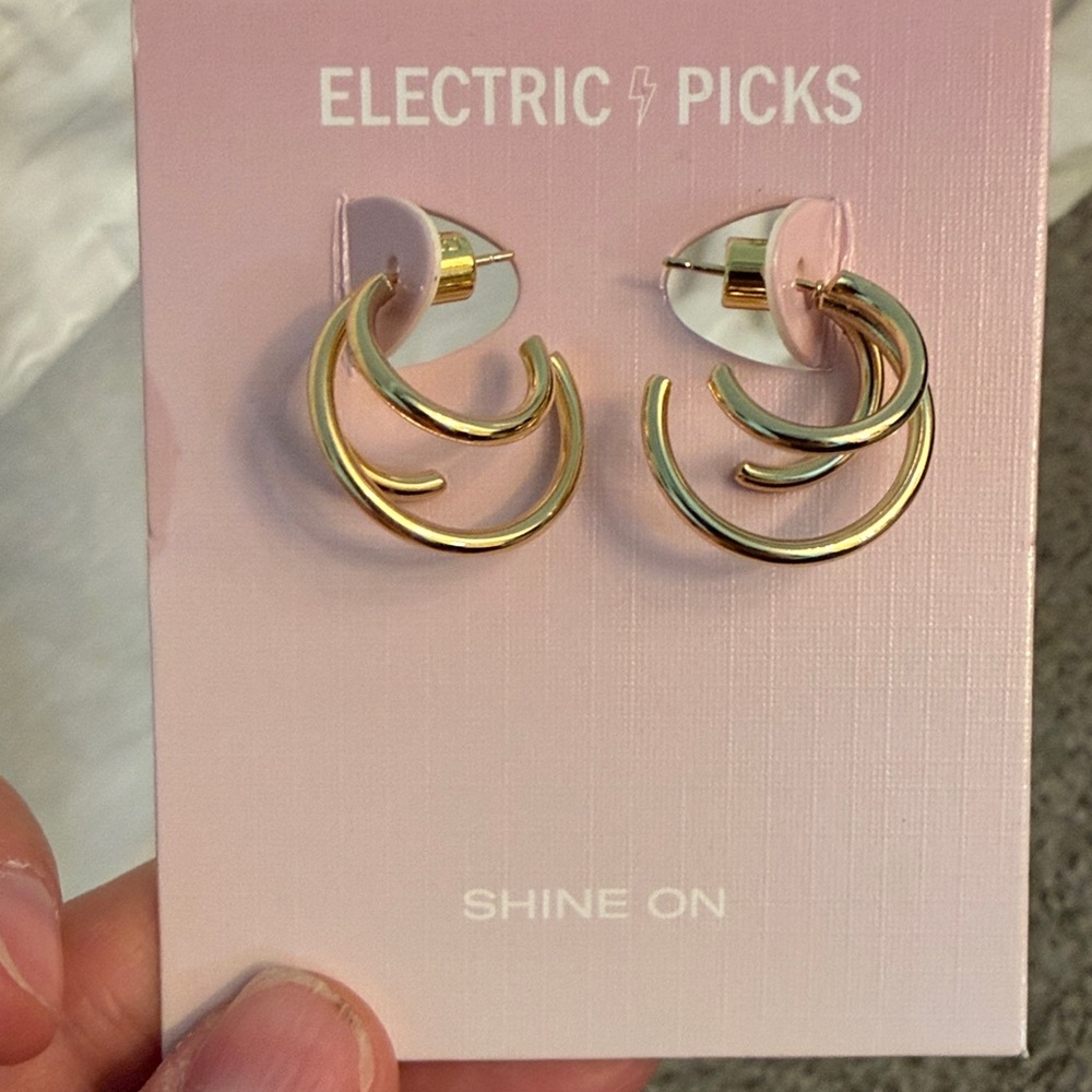 Electric Picks Gold Hoop Earrings